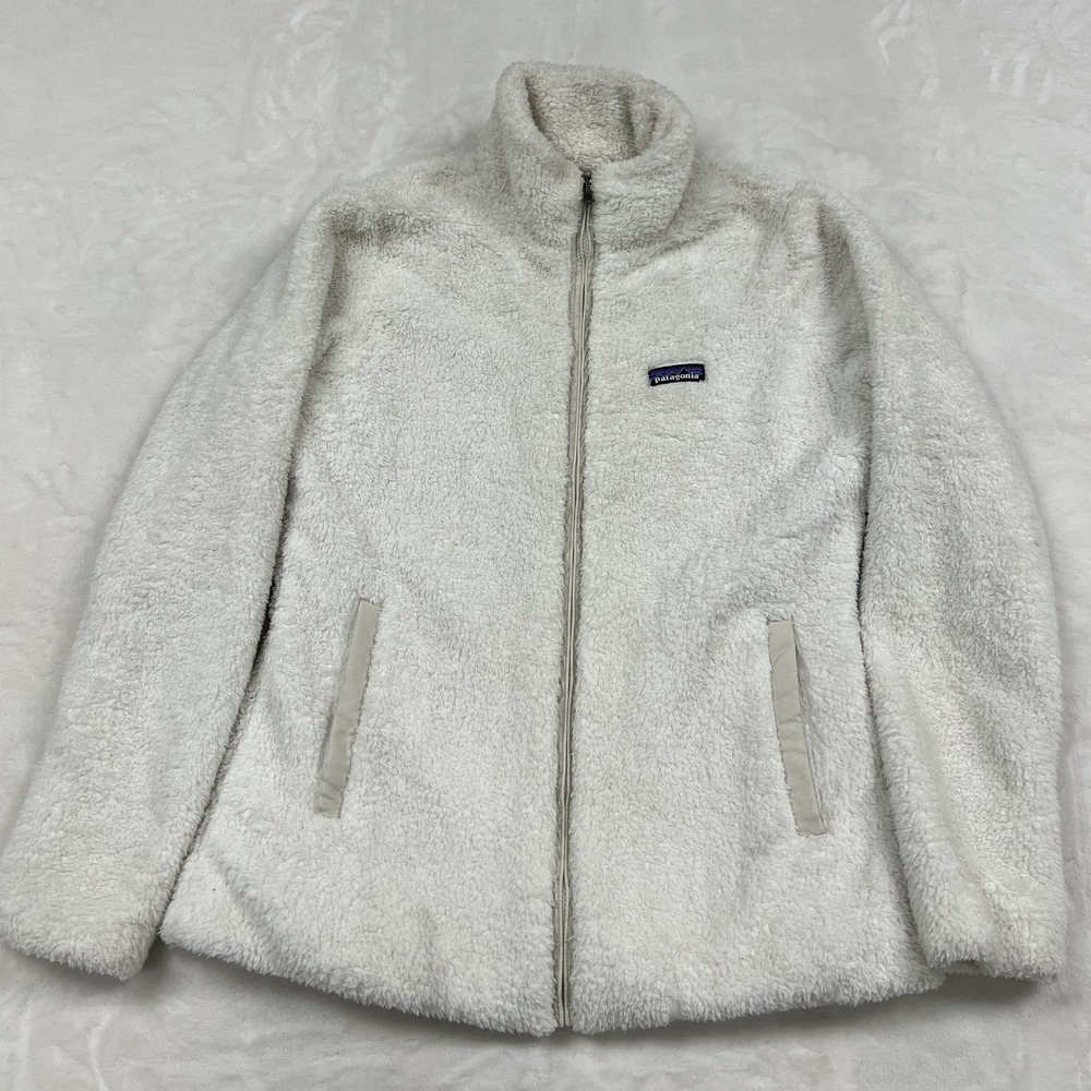 Patagonia Los Gatos Fleece Jacket Womens L White Cream Full Zip Soft Pile